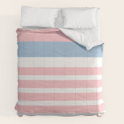 Pastel Pink Mixed Stripe Pattern with Light Blue and White Comforter Gallery Image 2