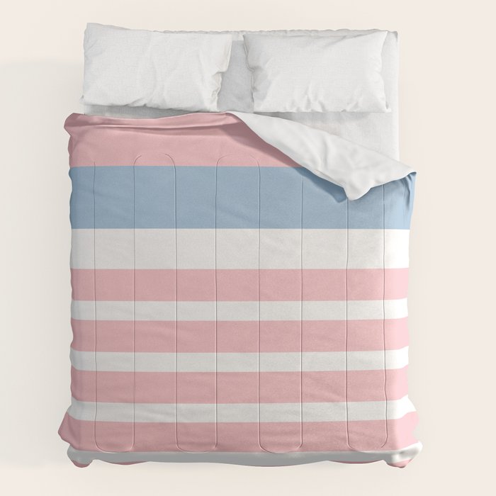 Pastel Pink Mixed Stripe Pattern with Light Blue and White Comforter Gallery Image 7