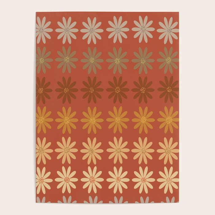 Ombre Abstract Daisies on Mandarin Orange Poster Gallery Image 2