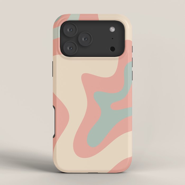 Retro Liquid Swirl Abstract Square Pattern in Pastel Blush Mint iPhone Case Gallery Image 4