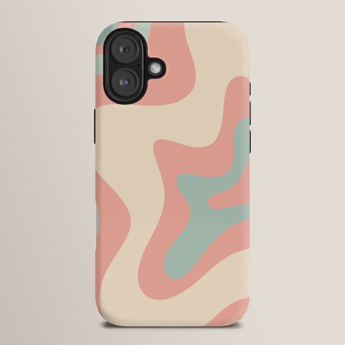 Retro Liquid Swirl Abstract Square Pattern in Pastel Blush Mint iPhone Case Gallery Image 14