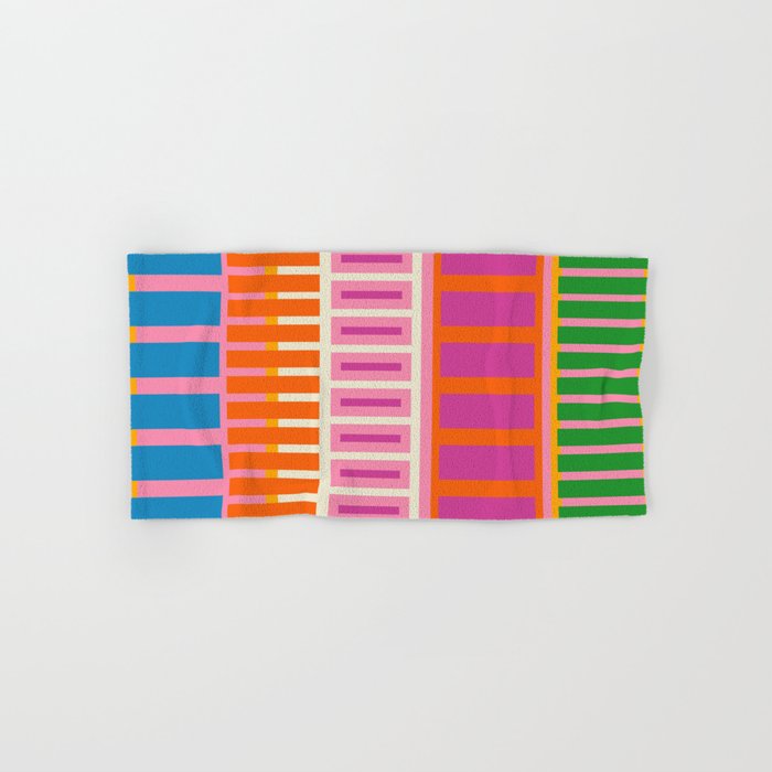 Colorful Block Stripe Bold Pattern Pink Green Orange Blue Bath Towel Gallery Image 1