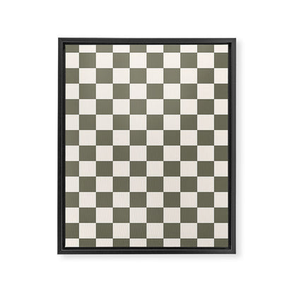 Checkerboard - Olive Green Framed Canvas Print Gallery Image 5