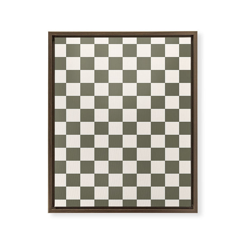 Checkerboard - Olive Green Framed Canvas Print Gallery Image 12