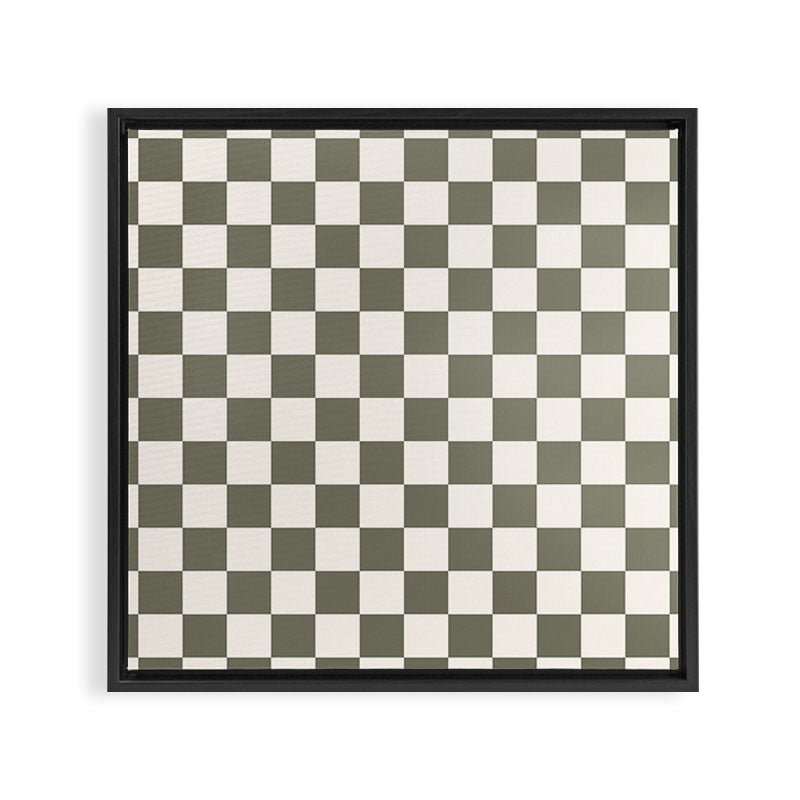 Checkerboard - Olive Green Framed Canvas Print Gallery Image 6