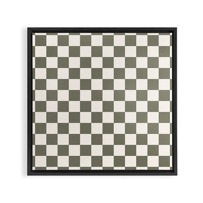 Checkerboard - Olive Green Framed Canvas Print Gallery Image 2