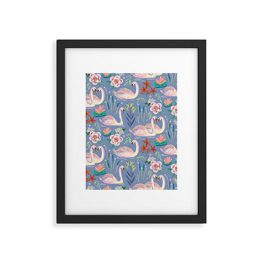 Swan Pattern Framed Art Print Gallery Image 1