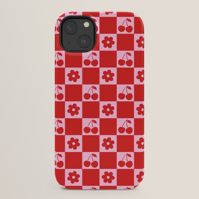 Cherry Flowers Pink & Red Checker iPhone Case Gallery Image 30