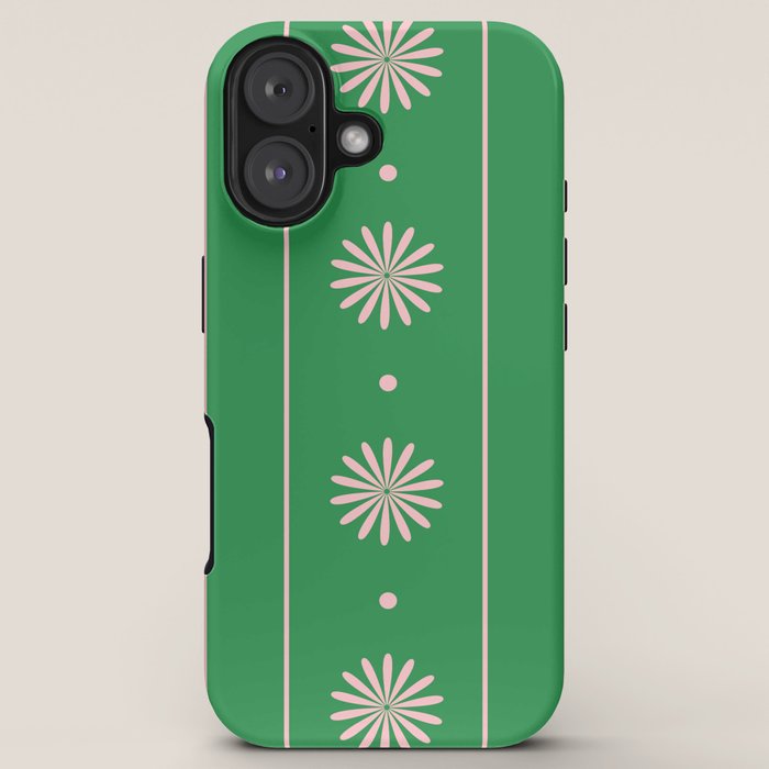 Daisy Stripes Green and Pink Pattern iPhone Case Gallery Image 5