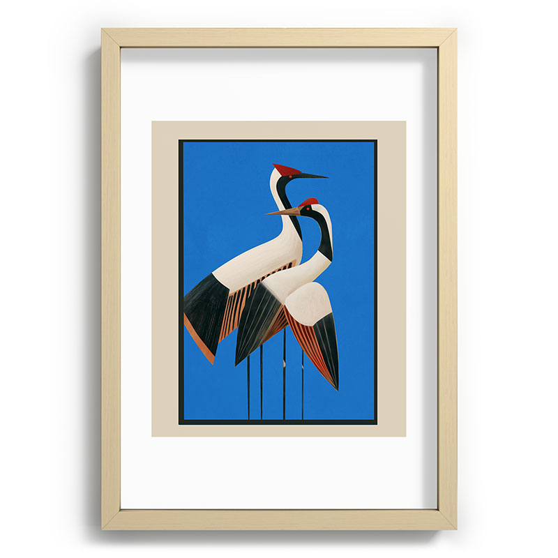 Stillness in Motion - Abstract Cranes in Blue Framed Art Print Gallery Image 71