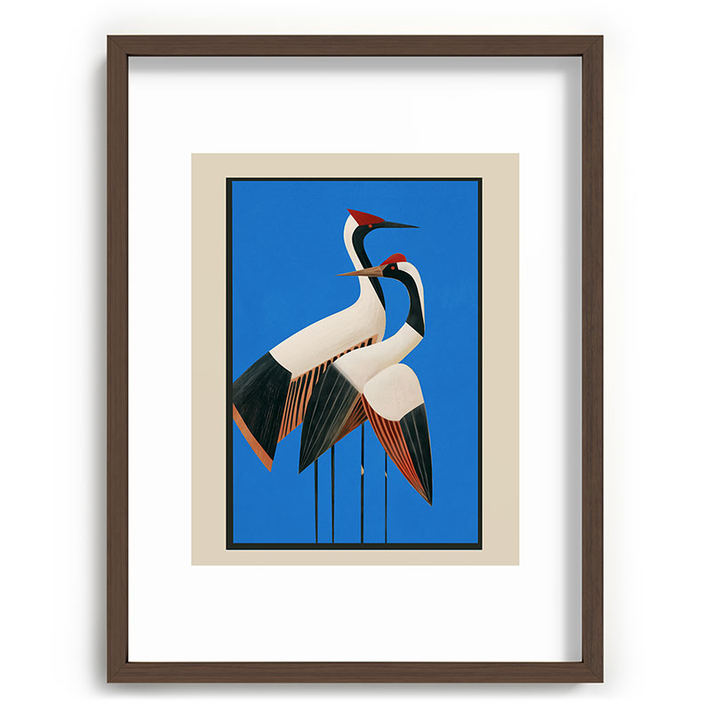 Stillness in Motion - Abstract Cranes in Blue Framed Art Print Gallery Image 66