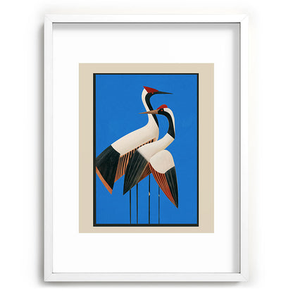 Stillness in Motion - Abstract Cranes in Blue Framed Art Print Gallery Image 79