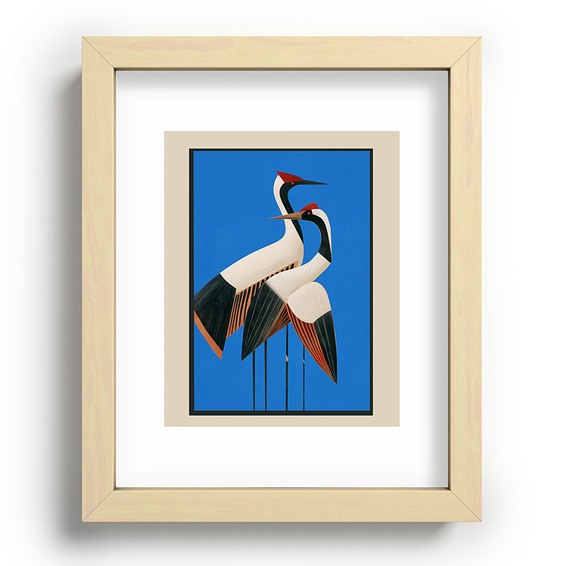 Stillness in Motion - Abstract Cranes in Blue Framed Art Print Gallery Image 70