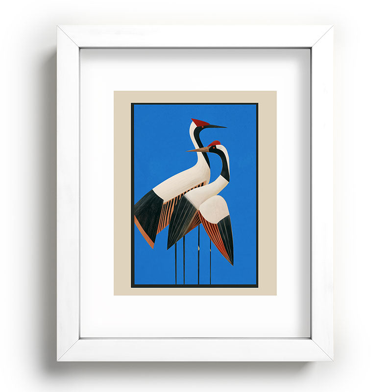 Stillness in Motion - Abstract Cranes in Blue Framed Art Print Gallery Image 76