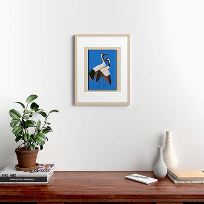 Stillness in Motion - Abstract Cranes in Blue Framed Art Print Gallery Image 19