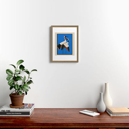 Stillness in Motion - Abstract Cranes in Blue Framed Art Print Gallery Image 10