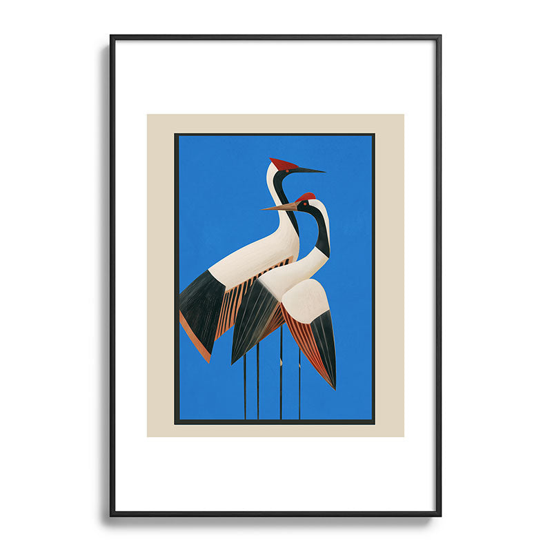Stillness in Motion - Abstract Cranes in Blue Framed Art Print Gallery Image 83