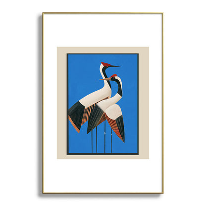 Stillness in Motion - Abstract Cranes in Blue Framed Art Print Gallery Image 94