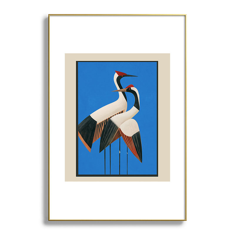 Stillness in Motion - Abstract Cranes in Blue Framed Art Print Gallery Image 93