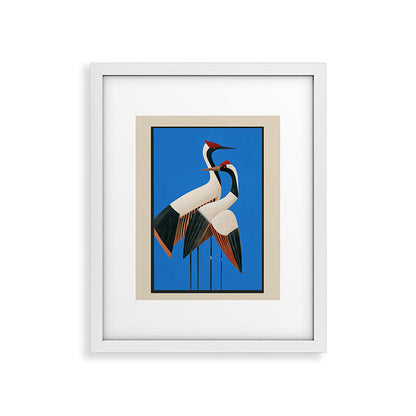 Stillness in Motion - Abstract Cranes in Blue Framed Art Print Gallery Image 23