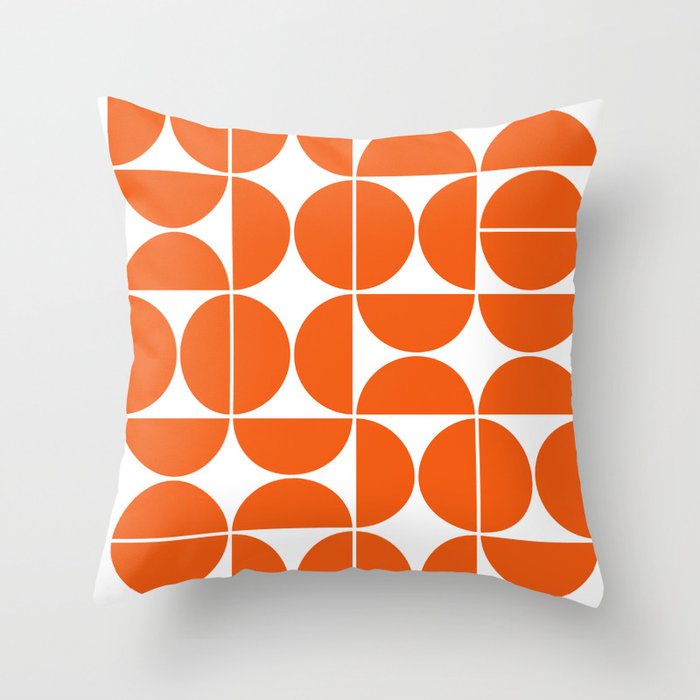 Mid Century Modern Geometric 04 Orange Throw Pillow Gallery Image 3