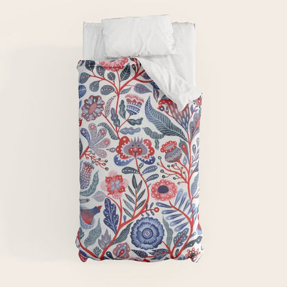 Botanical in red and blue Duvet Cover Gallery Image 9