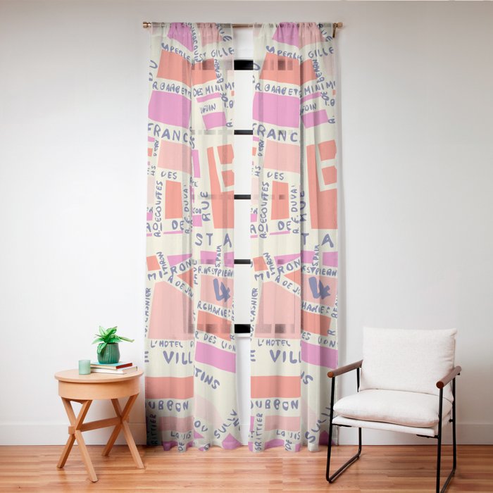 paris map pink Window Curtain Gallery Image 24
