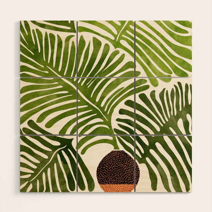 Summer Fern Simple Modern Watercolor Wood Wall Art Gallery Image 2