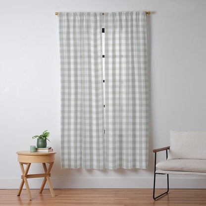 Desert Sage Grey Green and White Gingham Check Window Curtain Gallery Image 13