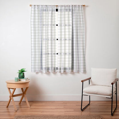 Desert Sage Grey Green and White Gingham Check Window Curtain Gallery Image 19