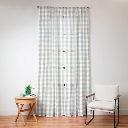 Desert Sage Grey Green and White Gingham Check Window Curtain Gallery Image 12