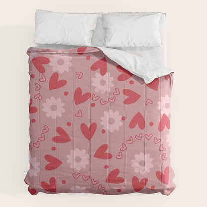 Hearts and Flowers on Tea Rose Pink Comforter Gallery Image 7