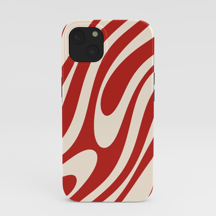 Wavy Loops Retro Abstract Pattern Red and Almond Cream iPhone Case Gallery Image 37