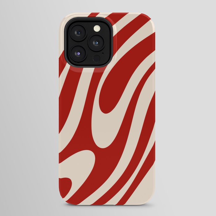 Wavy Loops Retro Abstract Pattern Red and Almond Cream iPhone Case Gallery Image 32