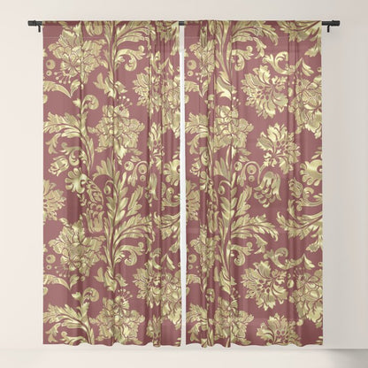 Red & Gold Floral Damasks Pattern Window Curtain Gallery Image 21