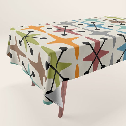 Mid Century Modern Atomic Age Starburst Pattern 226 Googie Tablecloth Gallery Image 1