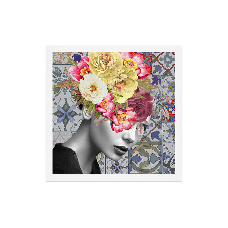 collage art-girl with flowers Art Print Gallery Image 5