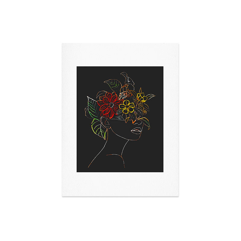woman with flowers 8 Line Art Art Print Gallery Image 6