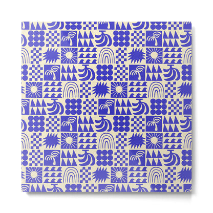 Abstract blue tropical mosaic art pattern Metal Print Gallery Image 5