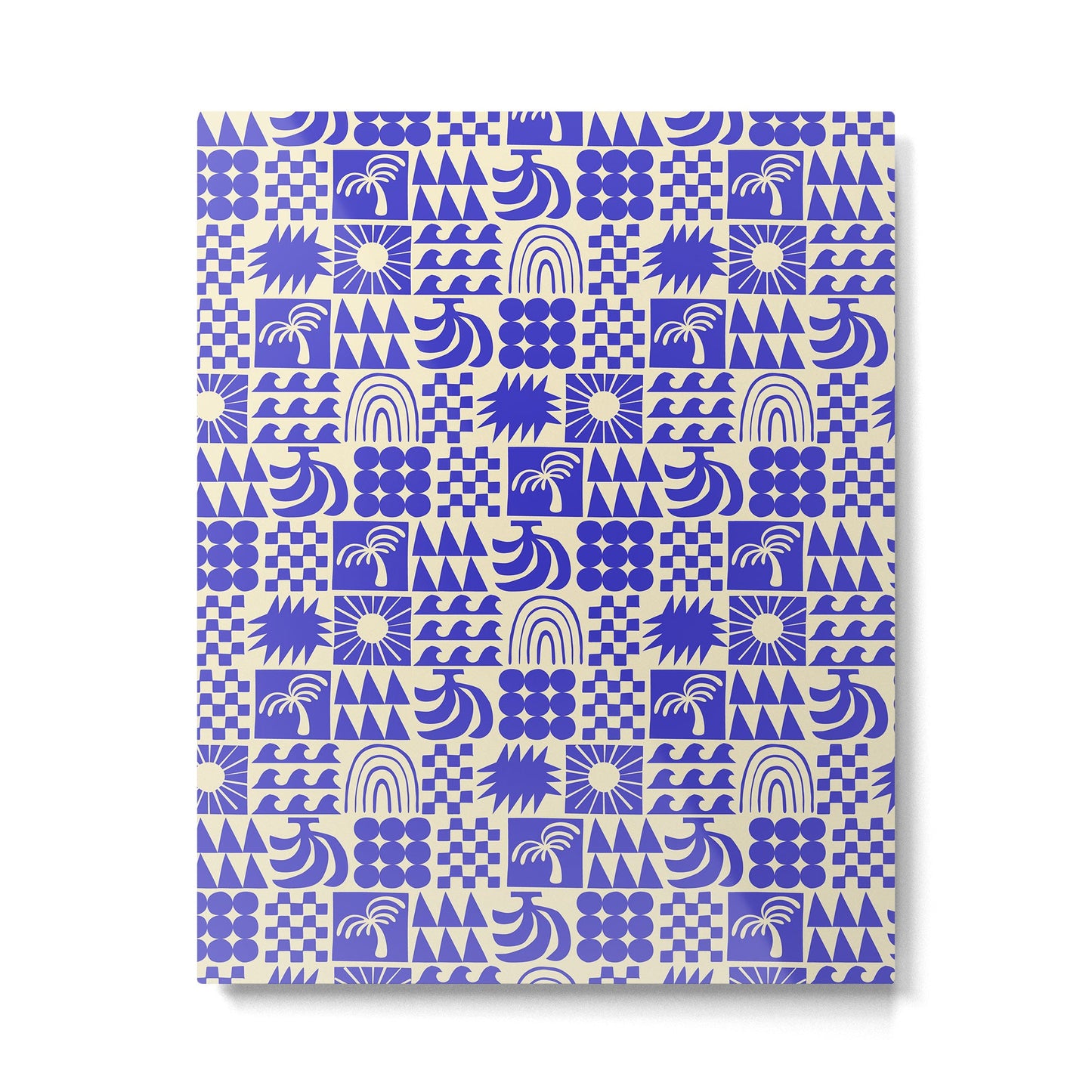 Abstract blue tropical mosaic art pattern Metal Print Gallery Image 1