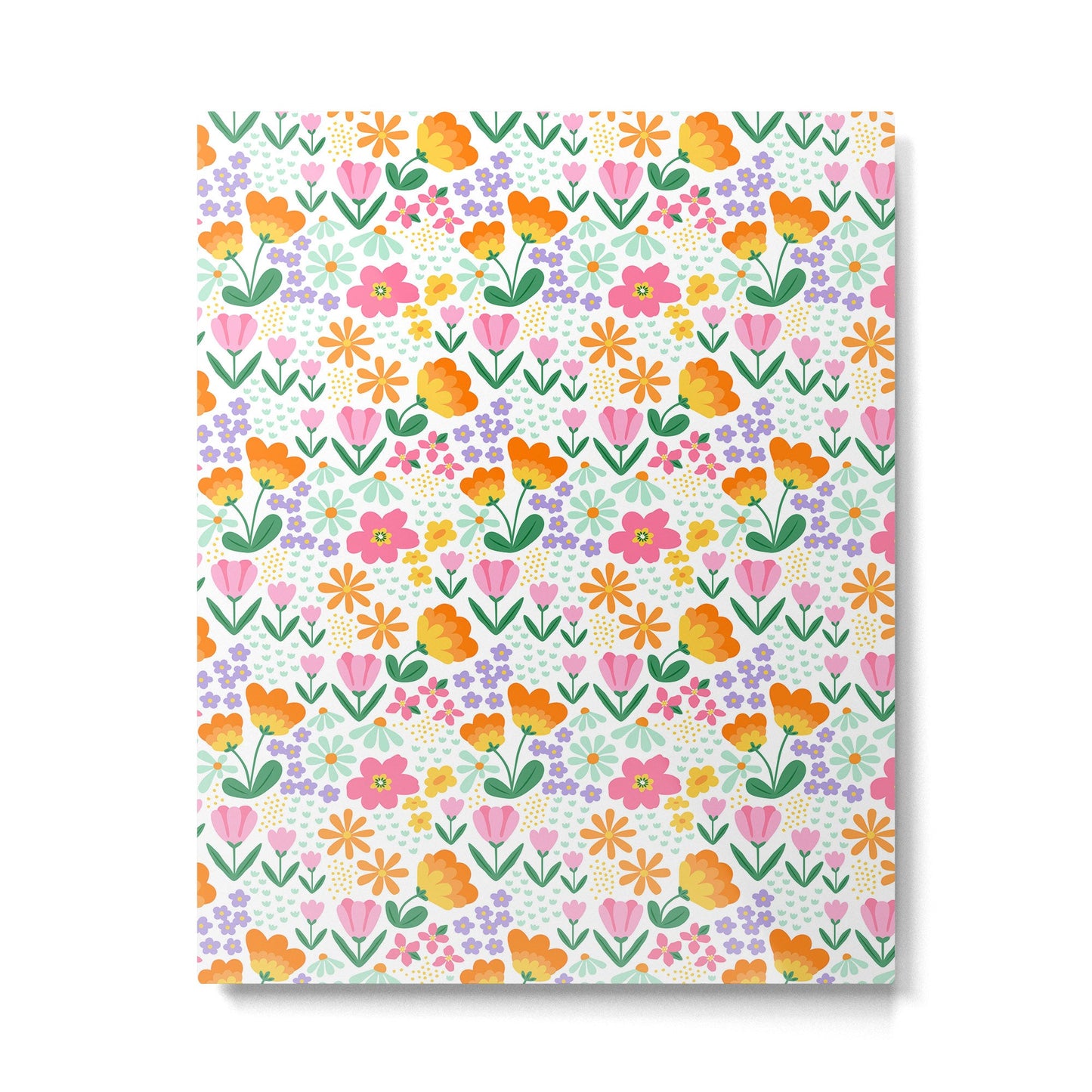 Colorful retro flower folk art pattern Metal Print Gallery Image 1