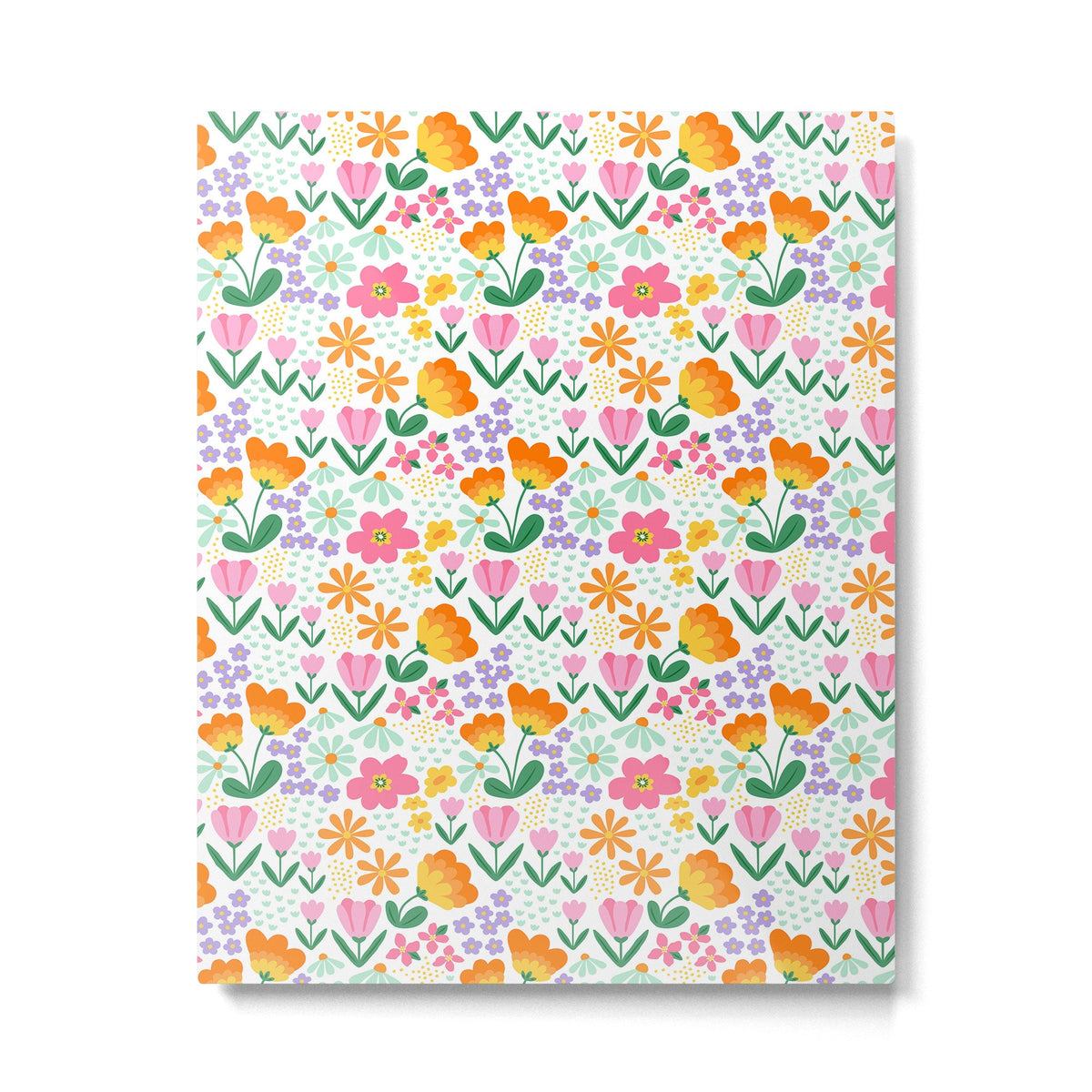 Colorful retro flower folk art pattern Metal Print Gallery Image 2