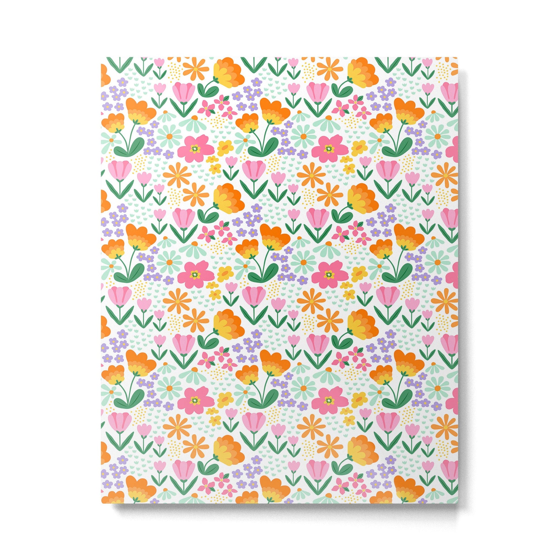 Colorful retro flower folk art pattern Metal Print Gallery Image 4