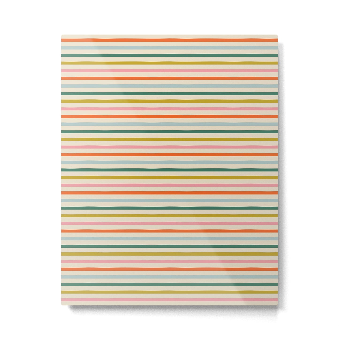 Colorful retro stripe line art pattern Metal Print Gallery Image 1