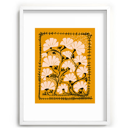Ever blooming good vibes mustard yellow Framed Art Print Gallery Image 79