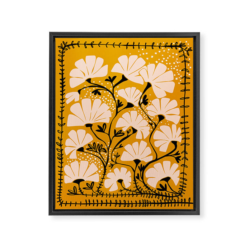 Ever blooming good vibes mustard yellow Framed Canvas Print Gallery Image 5