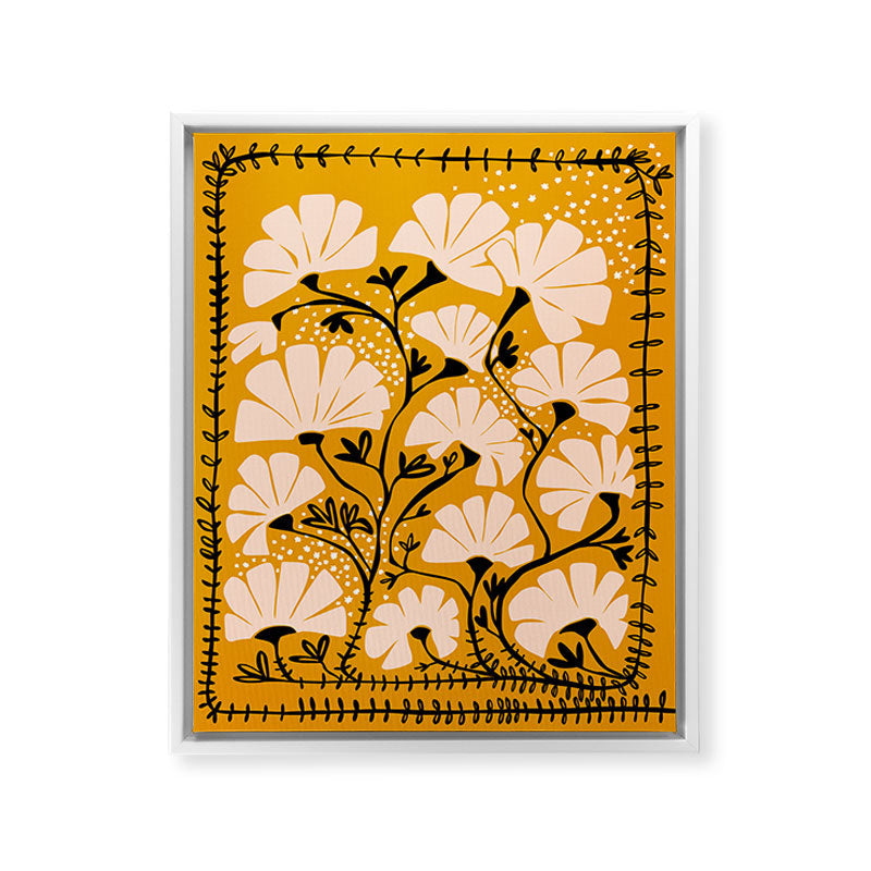 Ever blooming good vibes mustard yellow Framed Canvas Print Gallery Image 20
