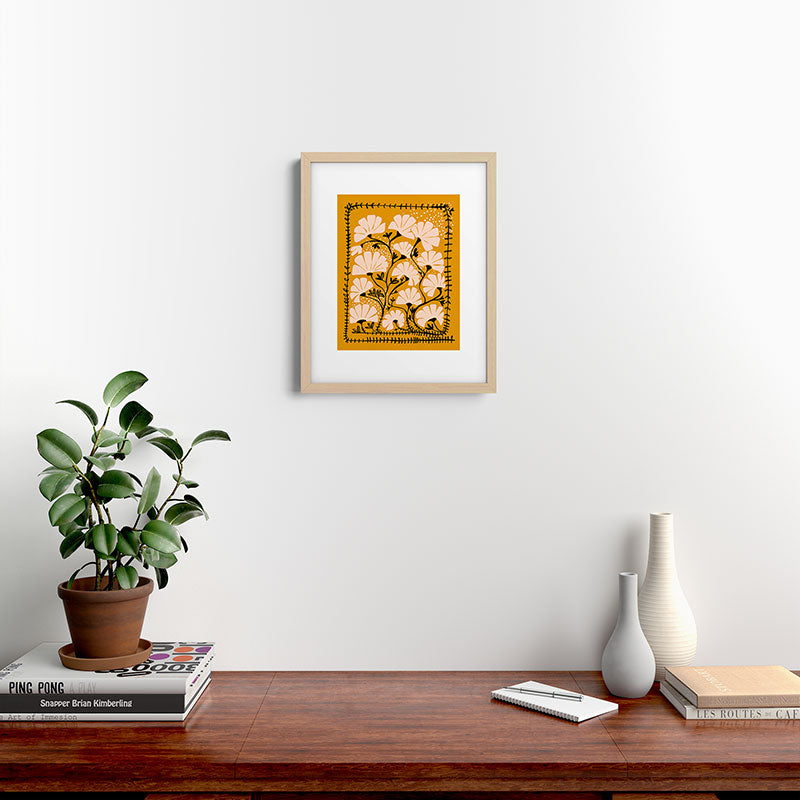 Ever blooming good vibes mustard yellow Framed Art Print Gallery Image 18
