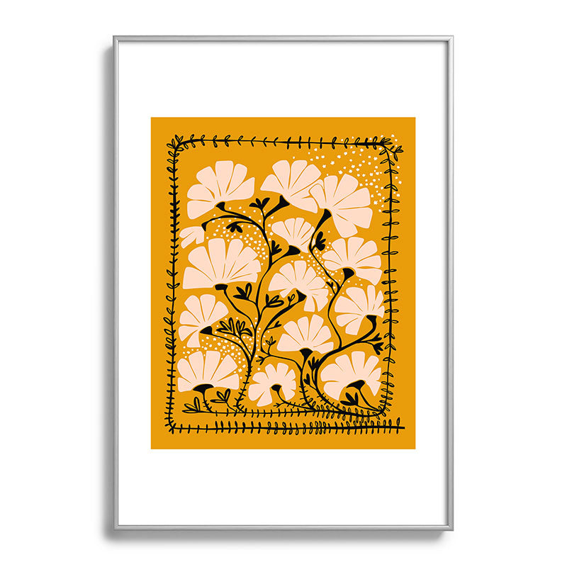 Ever blooming good vibes mustard yellow Framed Art Print Gallery Image 97