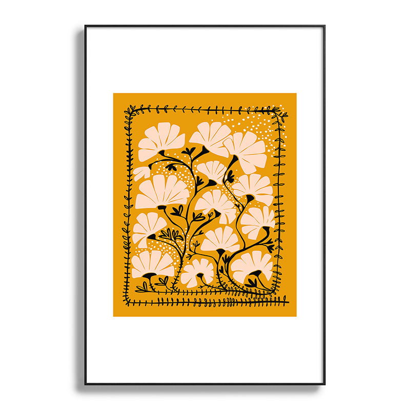 Ever blooming good vibes mustard yellow Framed Art Print Gallery Image 87